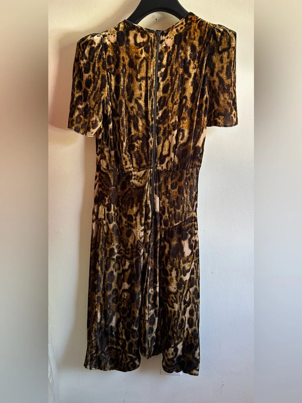 Isabel Marant Ulia Leopard Print Velvet Midi Dress Fauve Silk Size 42 US 8 10 - Picture 9 of 12